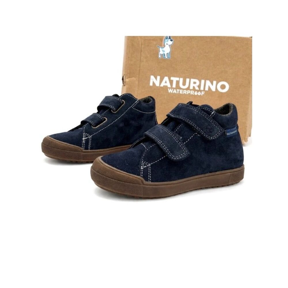 Kids Waterproof Suede Leather Boots Navy 2 Strap High Top Naturino EU 28 US 11